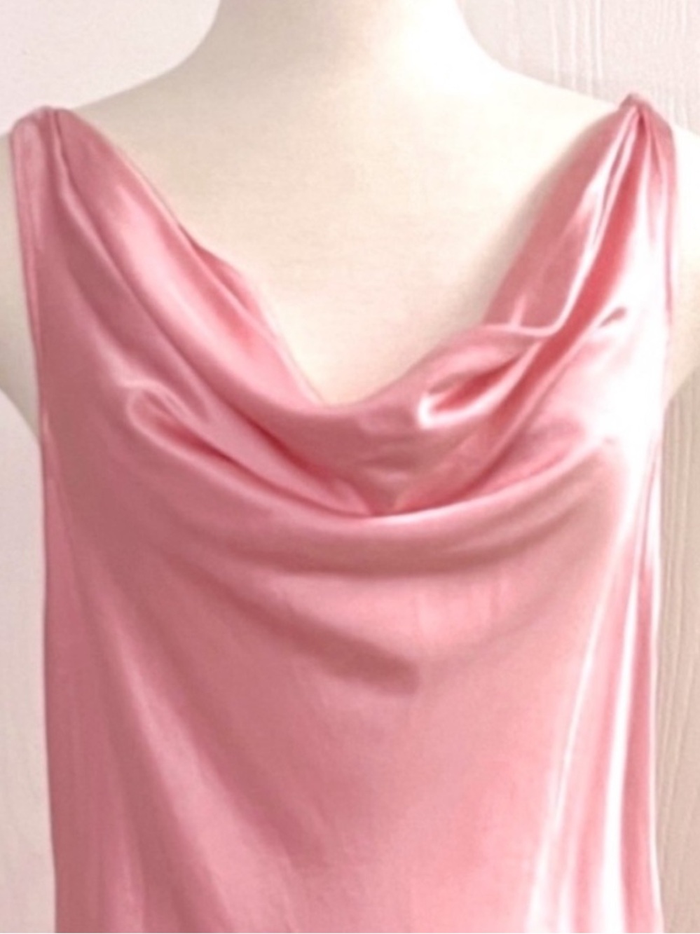 LoveShackFancy Lionel Pink Cowl Neck lace-trimmed silk Mini Dress Size 14 - Picture 6 of 13